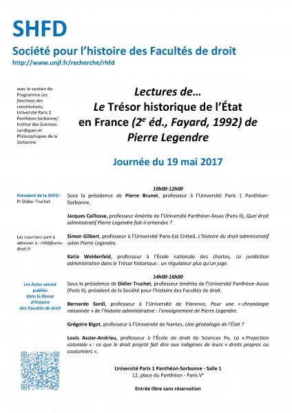Lectures de… n° 3 : Le Trésor historique de l’État en France, de Pierre Legendre
