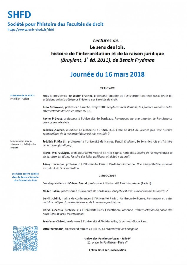 Lectures de… n° 4 : Le sens des lois, histoire de l’interprétation et de la raison juridique de Benoît Frydman