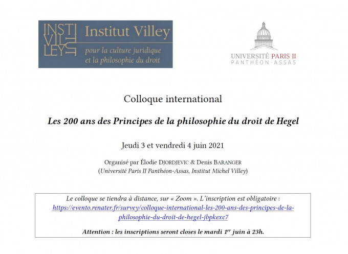 Les 200 ans des Principes de la philosophie du droit de Hegel