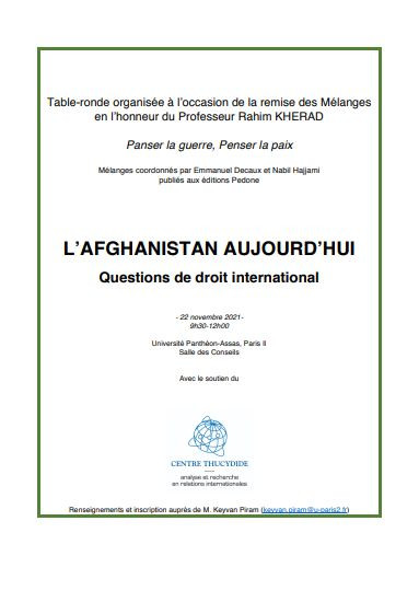 L'Afghanistan aujourd'hui. Questions de droit international