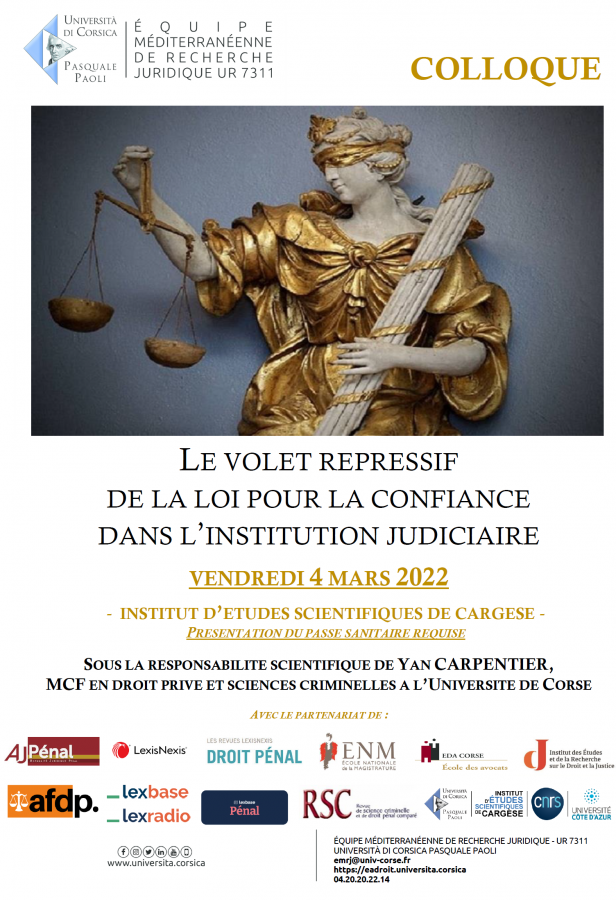 Le volet répressif de la loi pour la confiance dans l'institution judiciaire