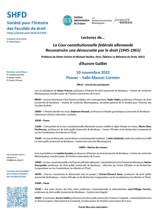 Lectures de… n° 13 : La Cour constitutionnelle fédérale allemande. Reconstruire une démocratie par le droit (1945-1961)