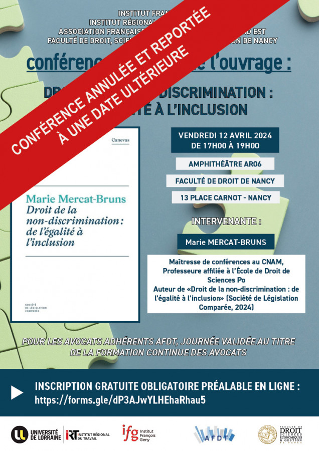 [Reporté] Droit de la non-discrimination : de l'égalité à l'inclusion