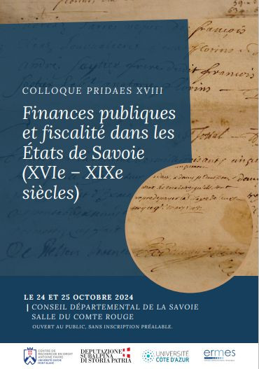Finances publiques et fiscalité dans les États de Savoie (XVIe – XIXe siècles)