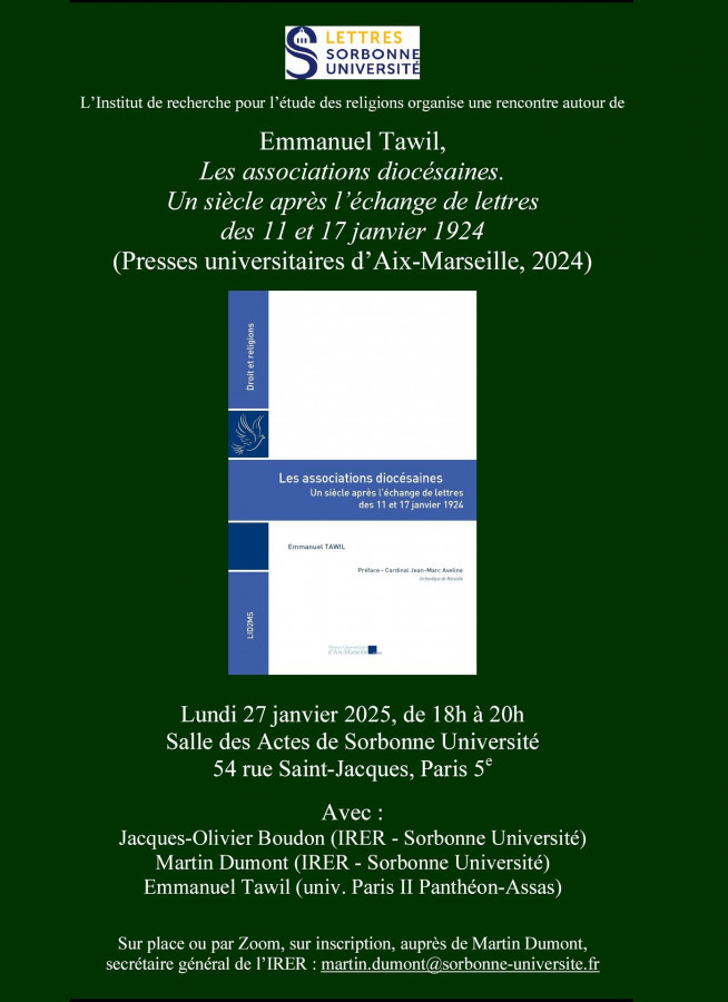 Les associations diocésaines. Un siècle après l'échange de lettres des 11 et 17 janvier 1924