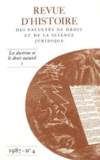 Revue d'histoire des Facultés de droit et de la science juridique