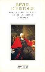 Revue d'histoire des Facultés de droit et de la science juridique